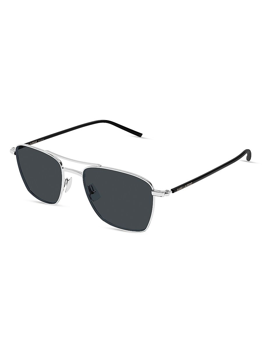 Men's 53MM Aviator Sunglasses - Silver Black