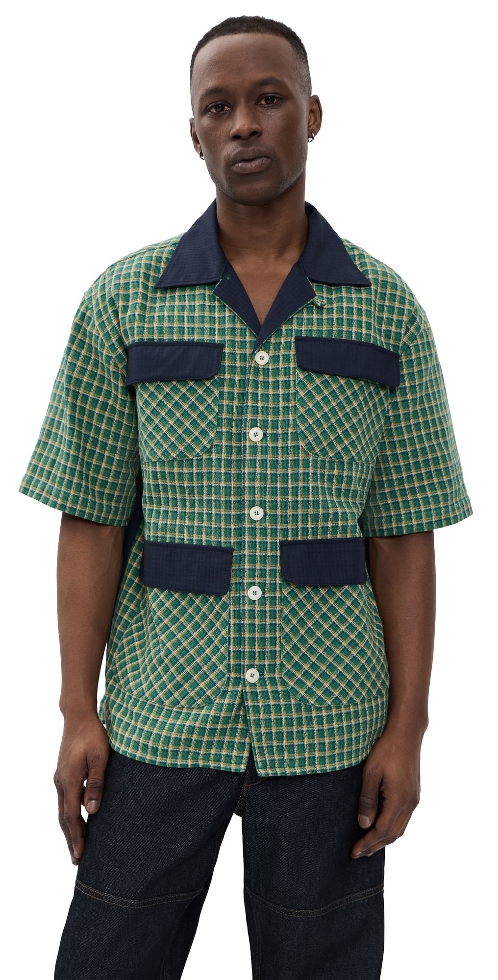 Nicholas Daley Aloha Check Woven Shirt Green Check M