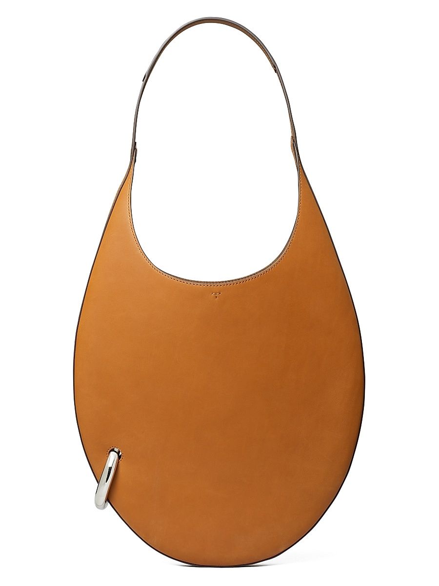 Women's Pierced Leather Shoulder Bag - Aged Tan