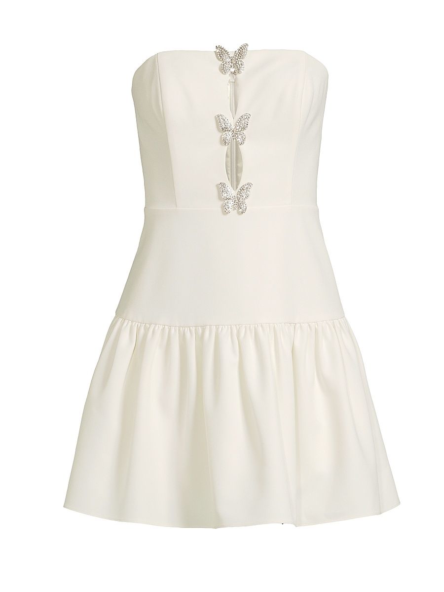 Women's Fit & Flare Strapless Crepe Mini Dress - Soft Ivory - Size 10