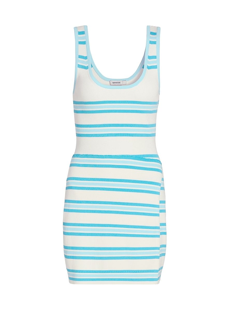 Women's Marston Striped Cotton-Blend Minidress - Surf Pool Stripe - Size XS