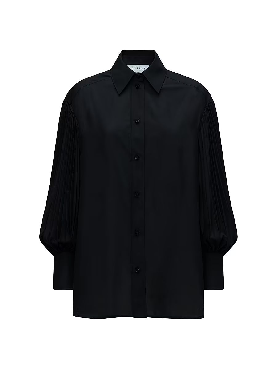 Women's Viola Pleated Sleeve Shirt - Black - Size 12