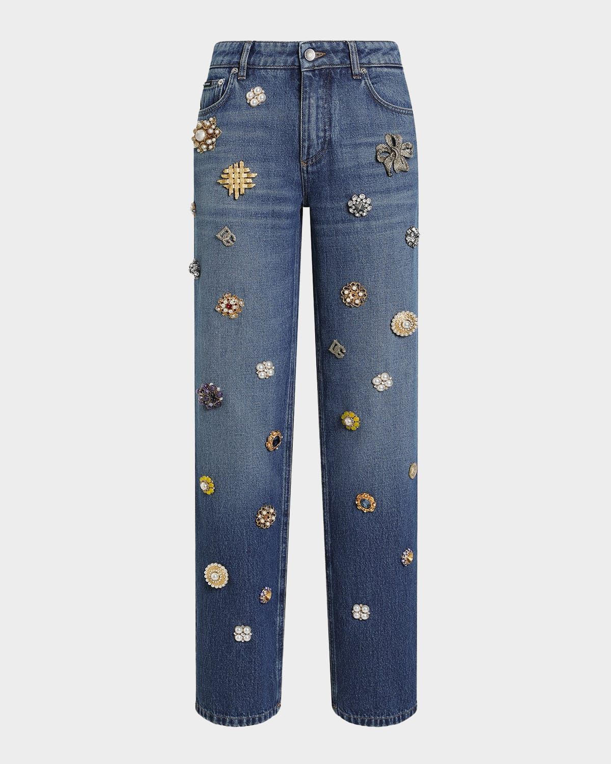 Adon Tavex Embellished Straight-Leg Jeans