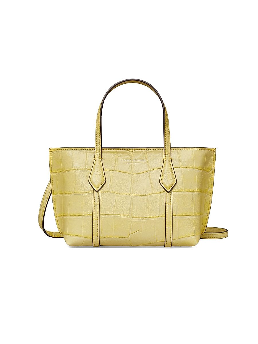 Women's Perry Mini Croc-Embossed Leather Tote Bag - Yellow Sky