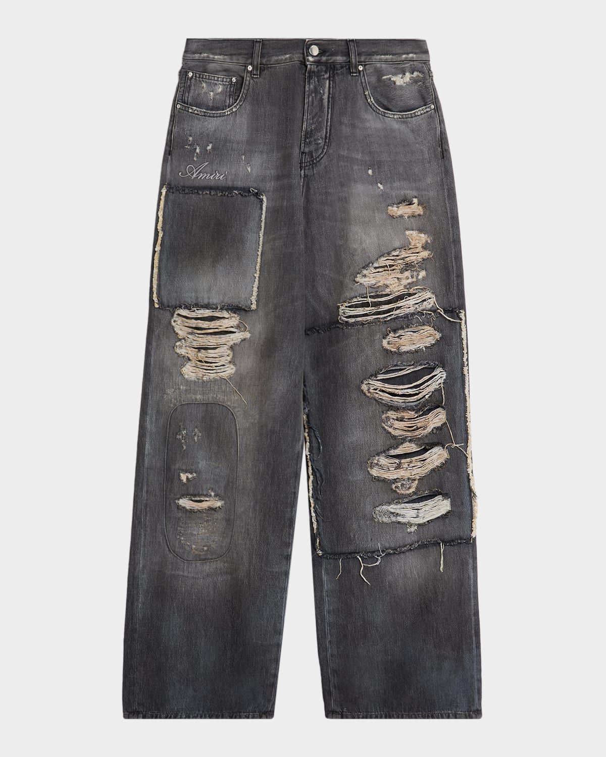 Men & apos;s Carpenter Repaired Baggy-Fit Jeans