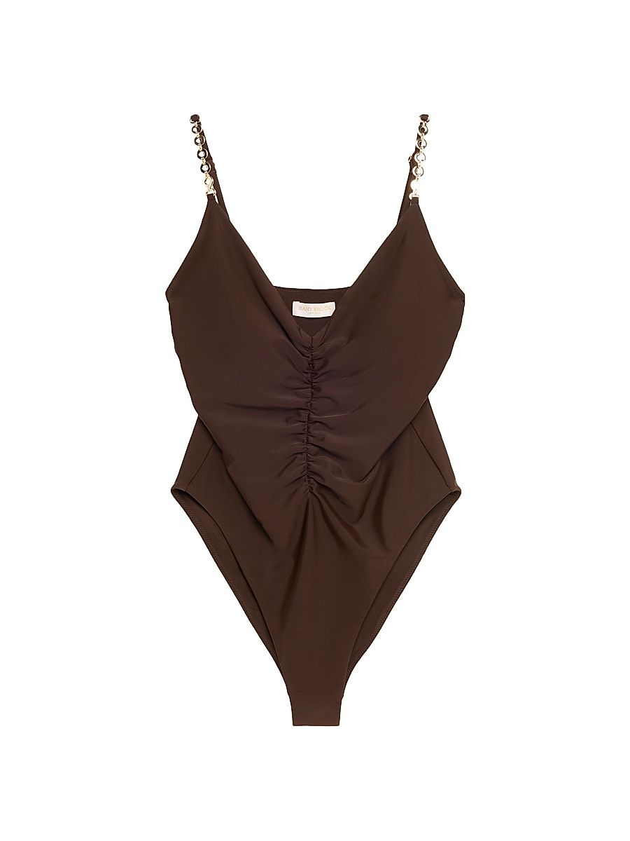 Women's Monique Ruched One-Piece Swimsuit - Beach Brown - Size XL