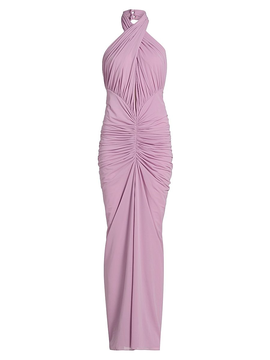 Women's Monique Gathered Halterneck Dress - Mauve Mist - Size XL