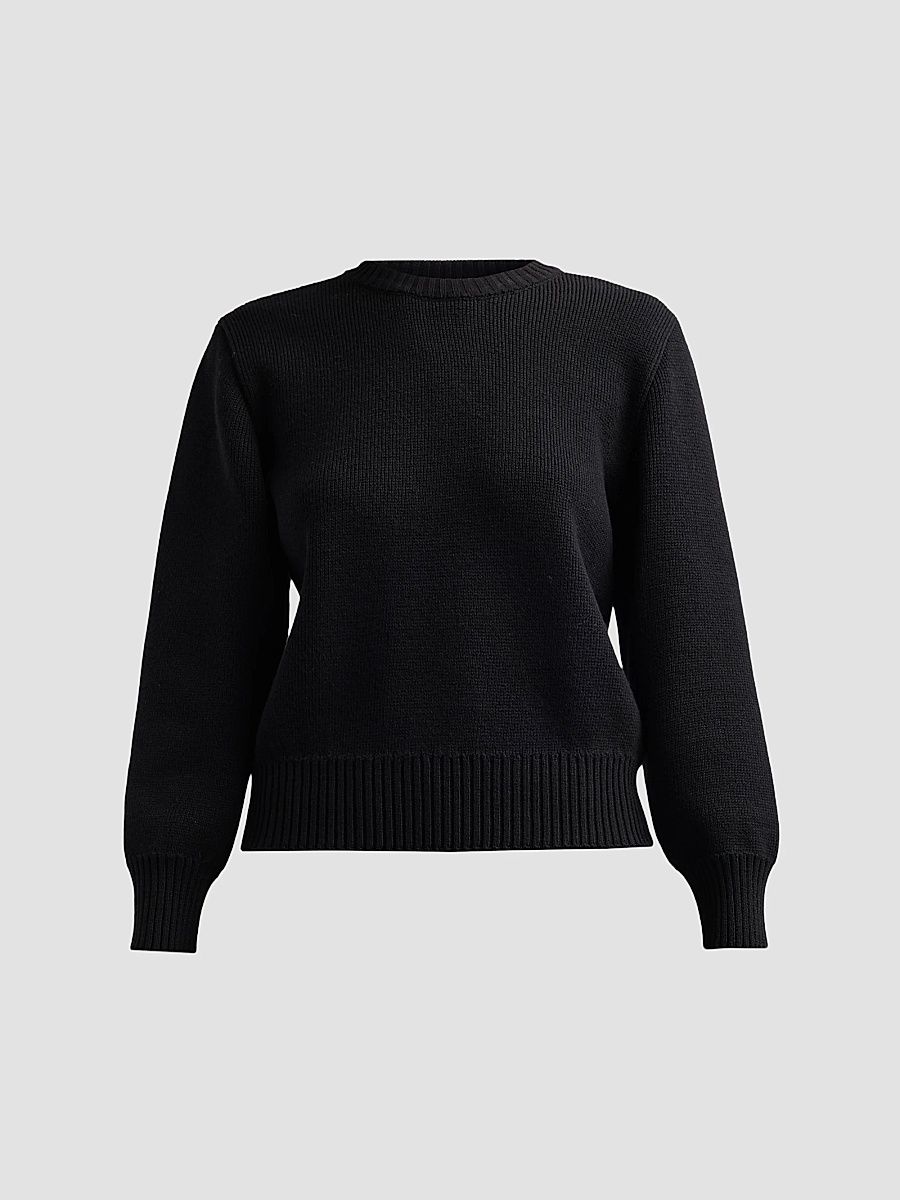 Toteme Women's Wool-Cotton Sweater - Black - Size XL
