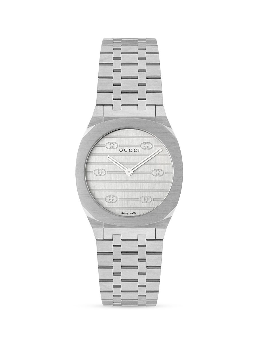 Women's Logo-Embossed Stainless Steel Bracelet Watch - Steel