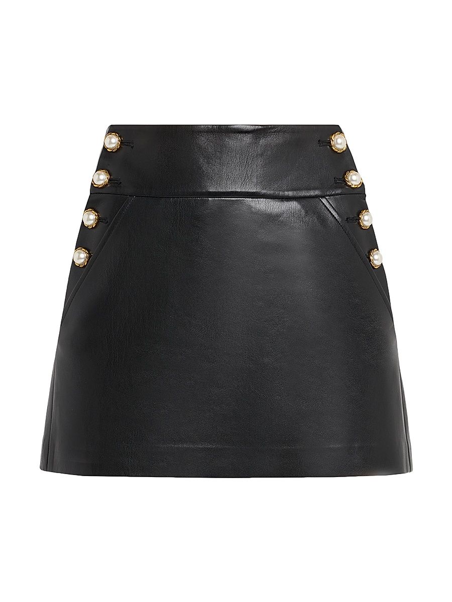 Women's Donald Faux-Leather Miniskirt - Black - Size 12