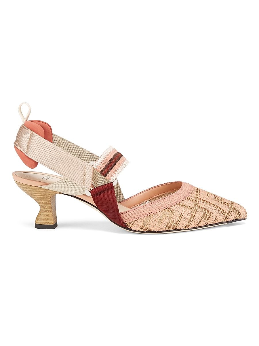 Women's Woven Logo 55MM Slingback Pumps - Rose - Size 11.5