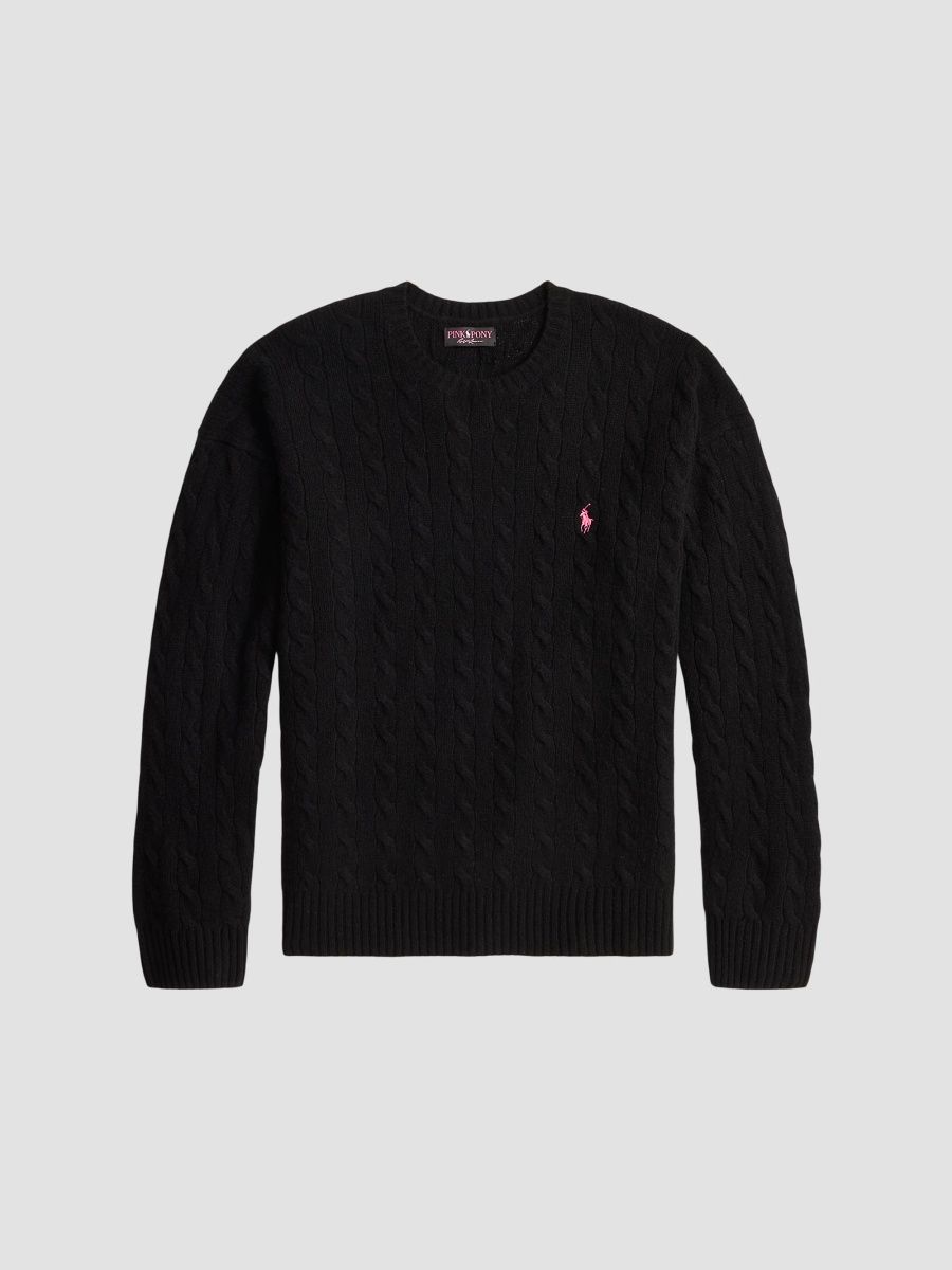 Polo Ralph Lauren Men's Pink Pony Cable-Knit Sweater - Polo Black - Size XXL