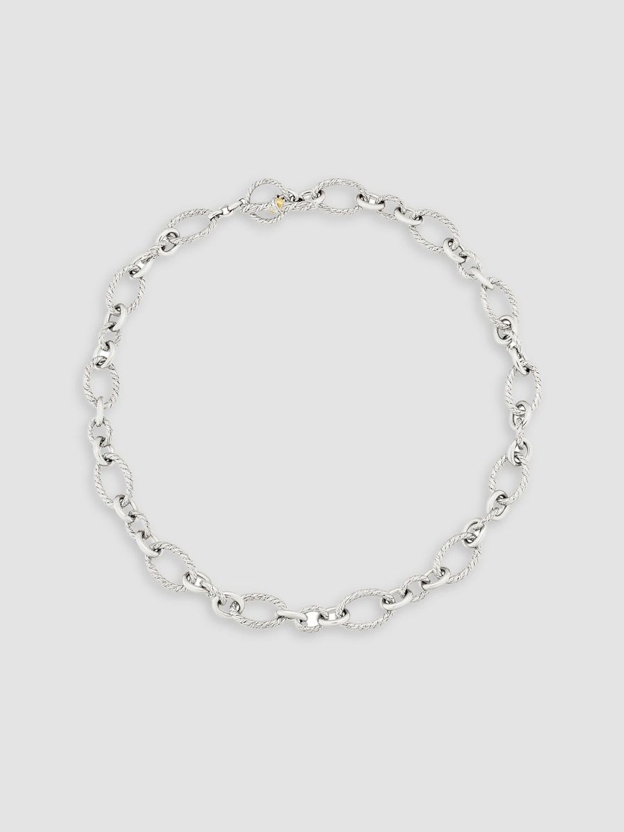 Jan Leslie Women's Sterling Silver, 18K Yellow Gold & 0.005 TCW Diamond Oval-Link Chain Bracelet - Silver