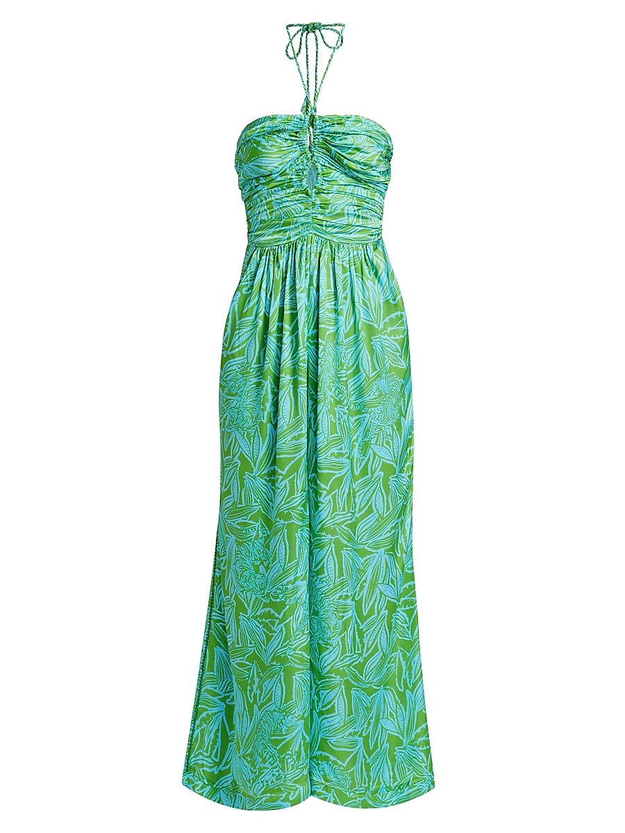 Women's Claudia Floral Sleeveless Jumpsuit - Turquoise Pop Tiger - Size XS