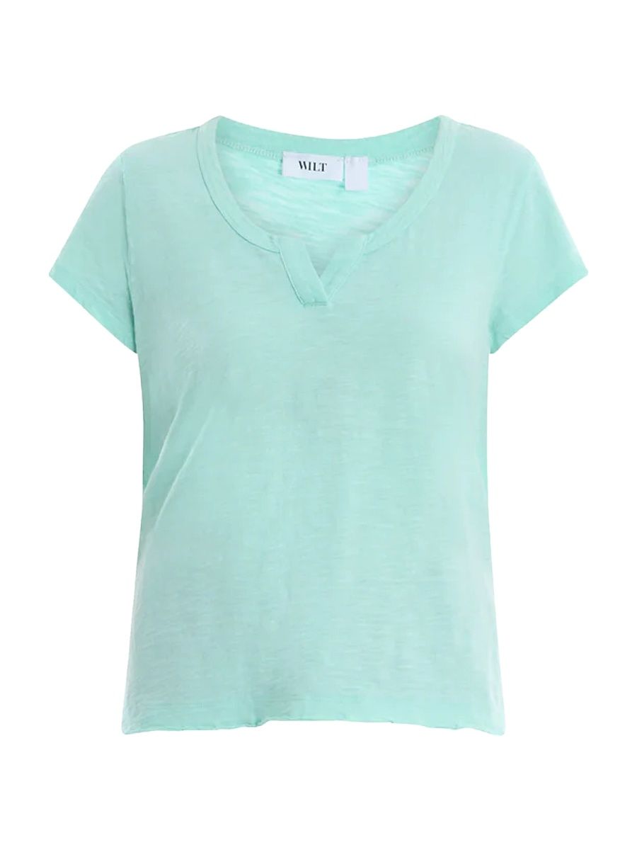 Women's Short Sleeve Placket High-Low T-Shirt - Cabbage - Size XL