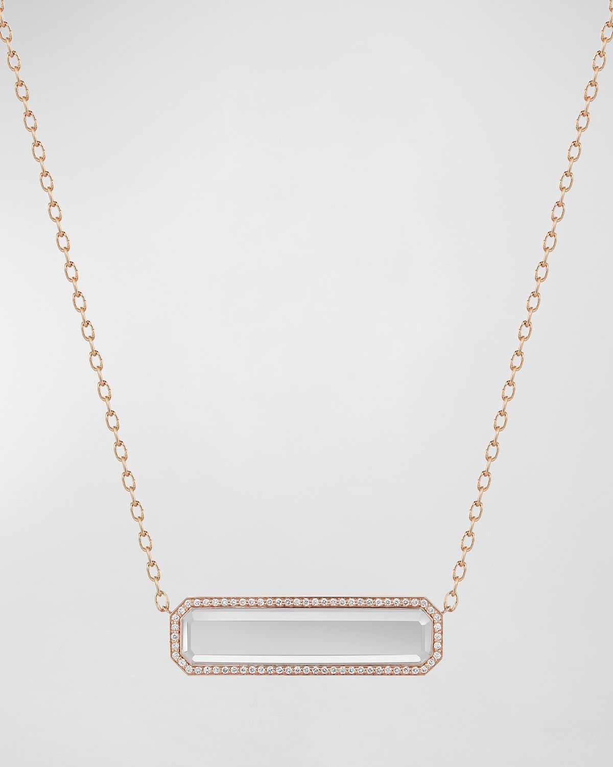 Belle Rose Gold East-West Rock Crystal Tablet Necklace