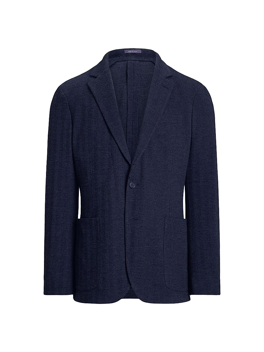 Men's Hadley Hand-Tailored Herringbone Jacket - Navy Multi - Size 46