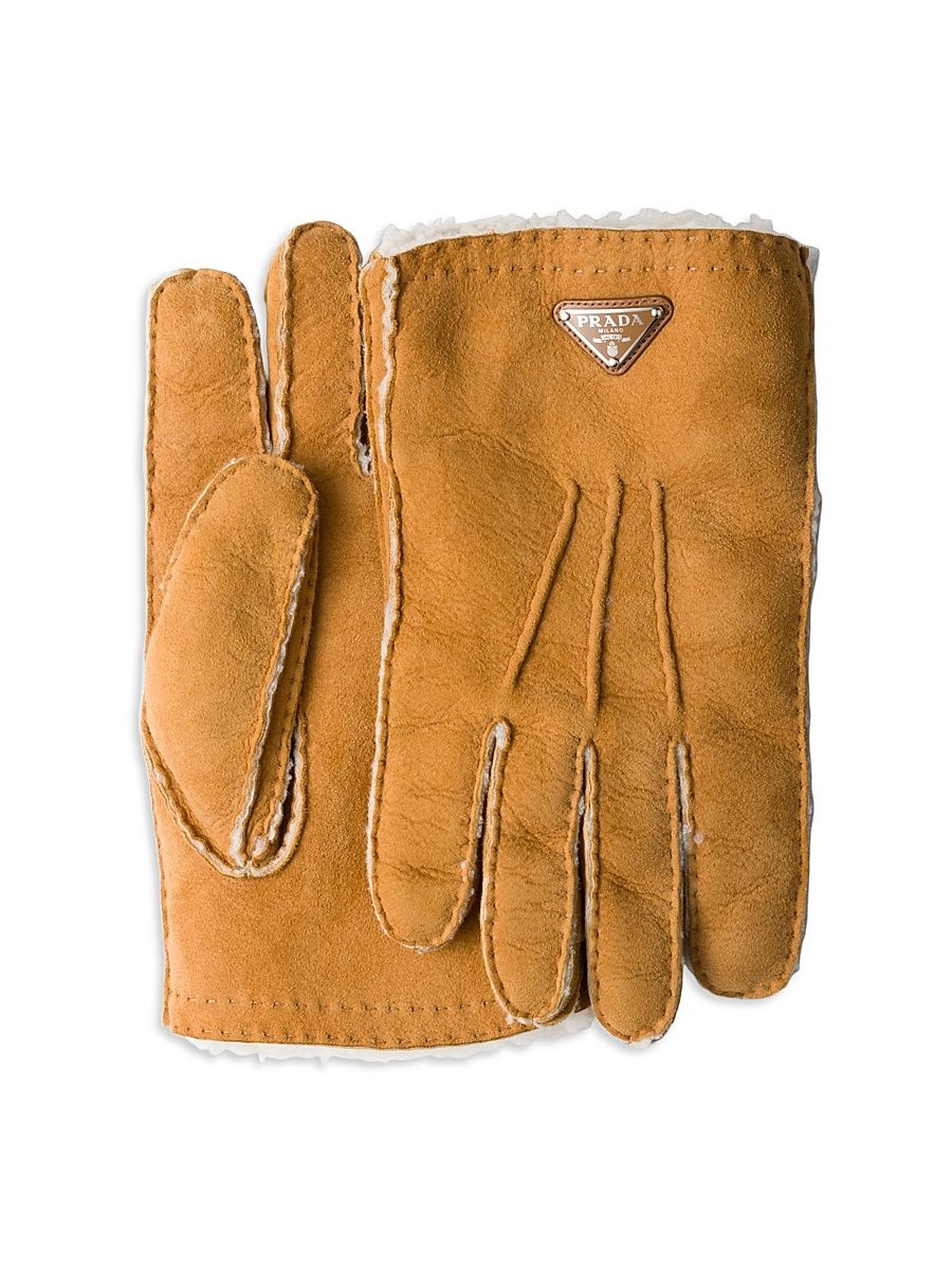 Men's Suede Sheepskin Gloves - Beige Khaki - Size 9