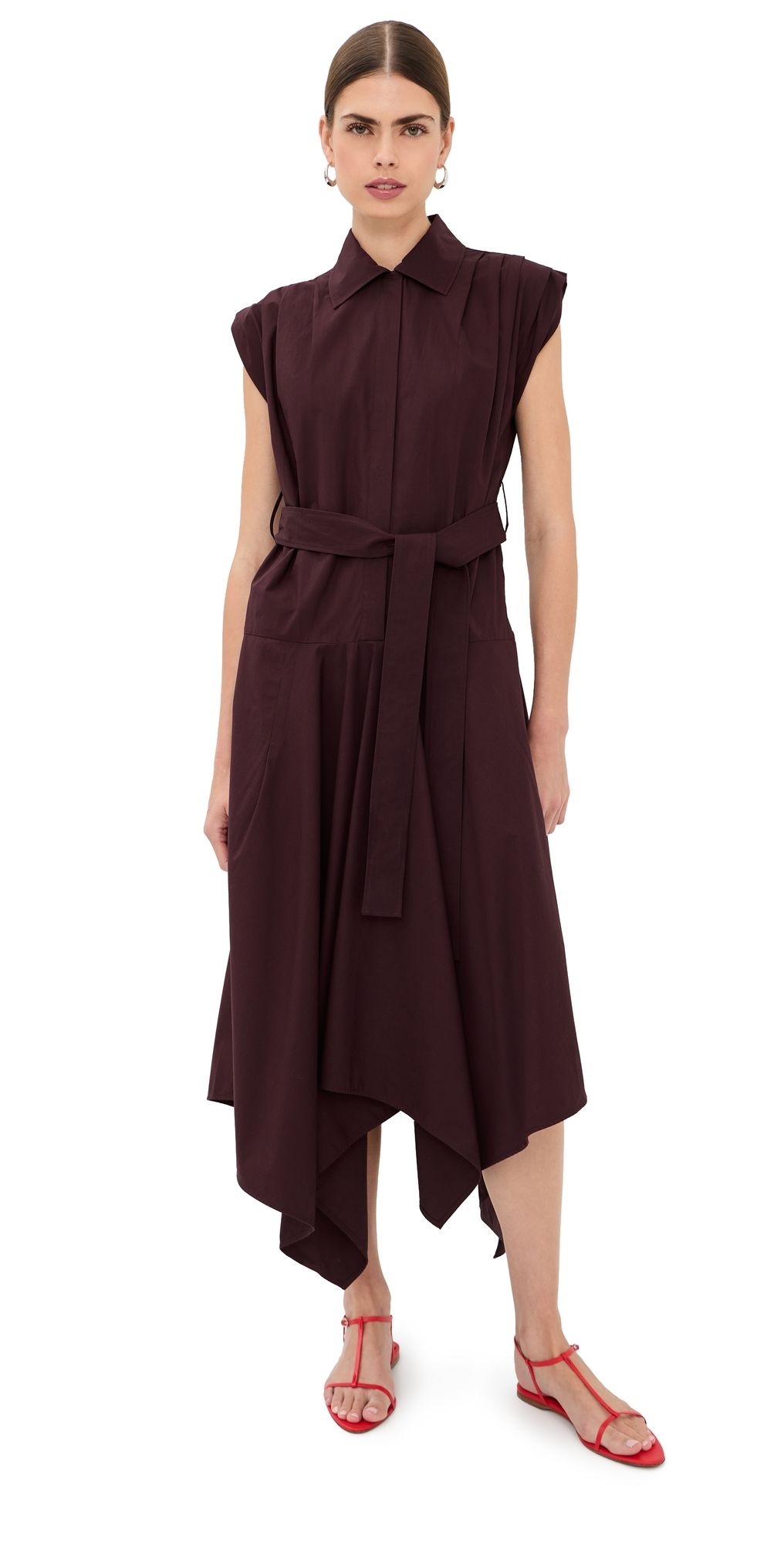 Proenza Schouler Adinna Dress In Classic Cotton Shirting Aubergine 4