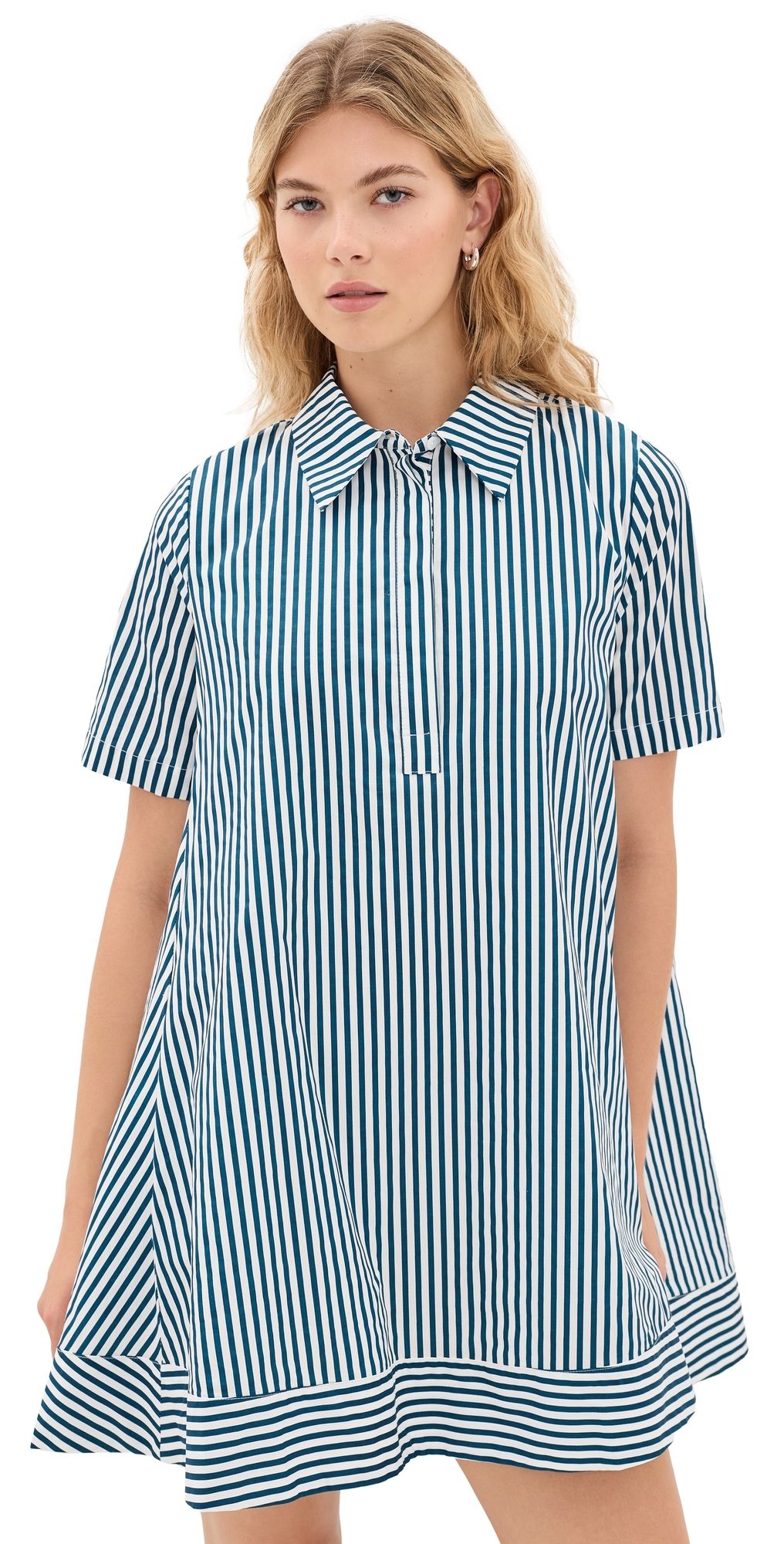 English Factory Striped Mini Dress White/Indigo Blue L