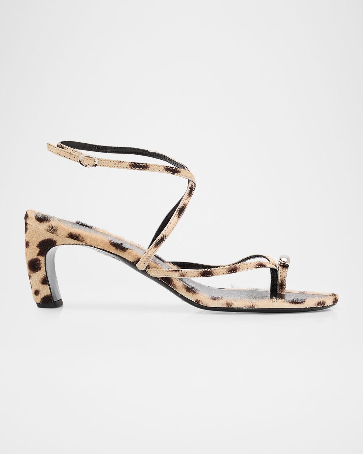 65mm Pierced Strappy Calf Hair Sandals