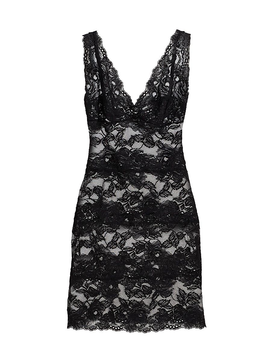 Women's Imagine Floral Lace Slip Minidress - Black - Size XL