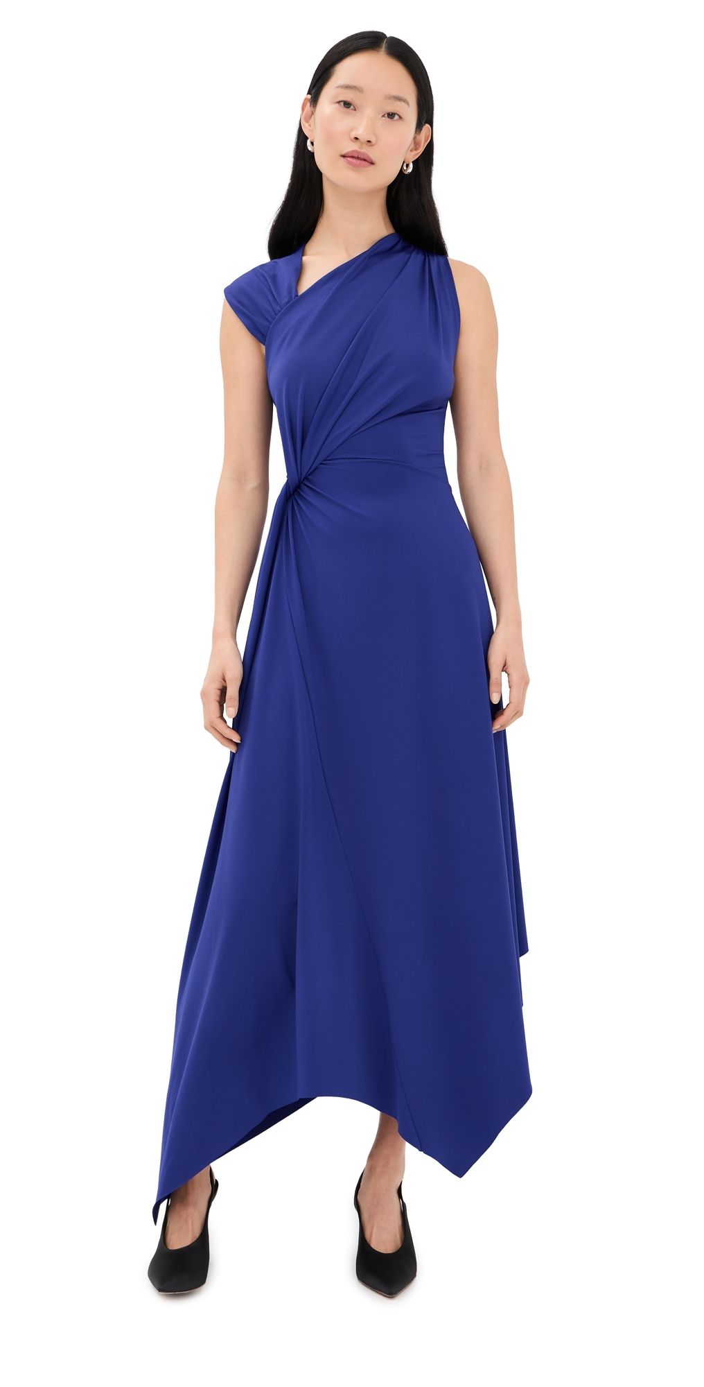 Victoria Beckham Asymmetric Midi Dress Bright Indigo 10