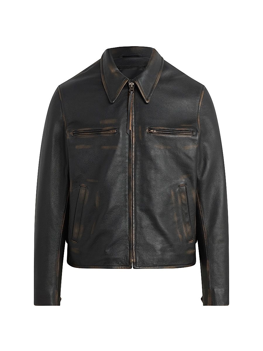 Men's Rider Leather Jacket - Cognac Sanded - Size XXL