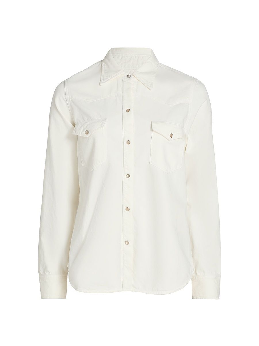 Women's Travis Western-Style Cotton Shirt - Cream - Size XL