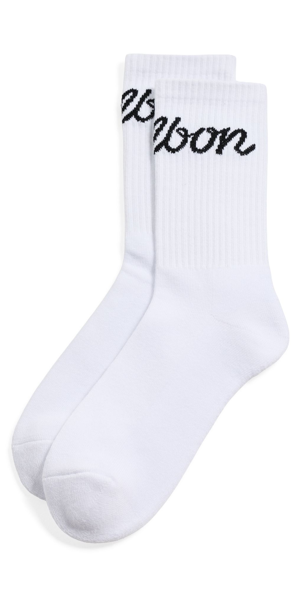 Malbon Bon Script Crew Socks White One Size