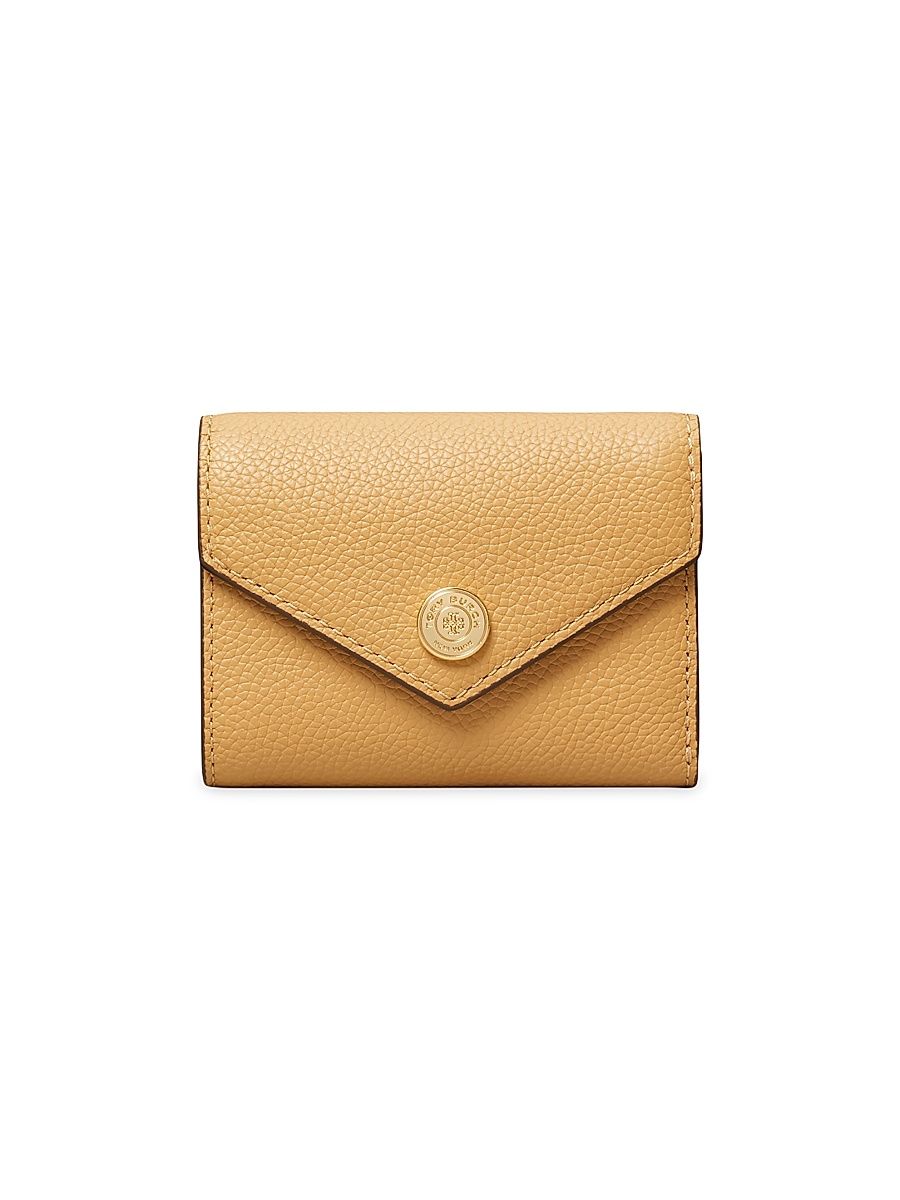 Women's Small Monogram Pebble Leather Wallet - Biscotti