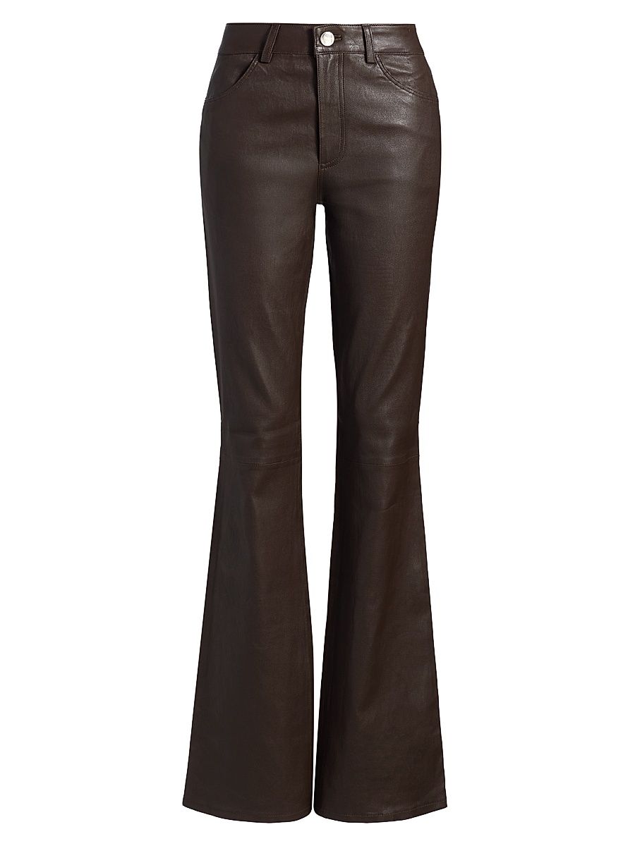 Women's Flared Leather Pants - Americano - Size XL