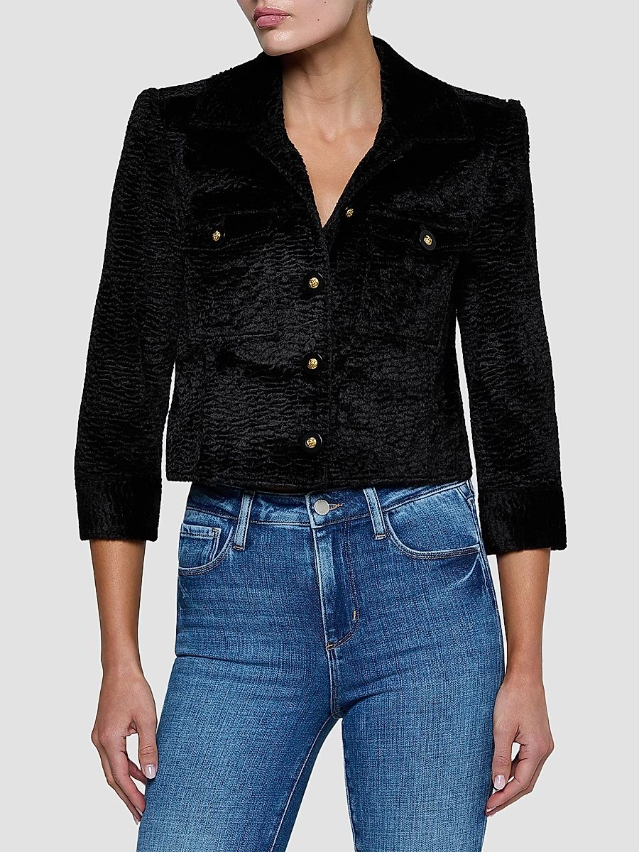 L'AGENCE Women's Kumi Crop Jacket - Black - Size 14