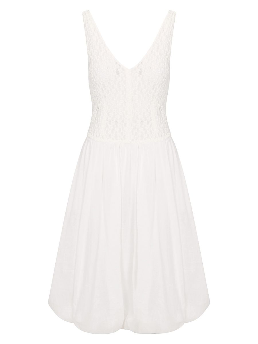 Women's Fiona Lace Mixed-Media Midi-Dress - White - Size XL