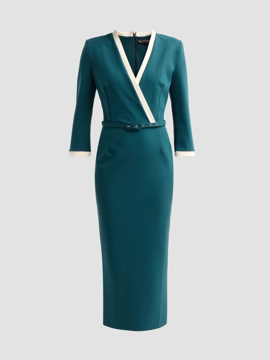 Chiara Boni La Petite Robe Women's Arun Tie-Waist Midi Dress - Sherwood - Size 16