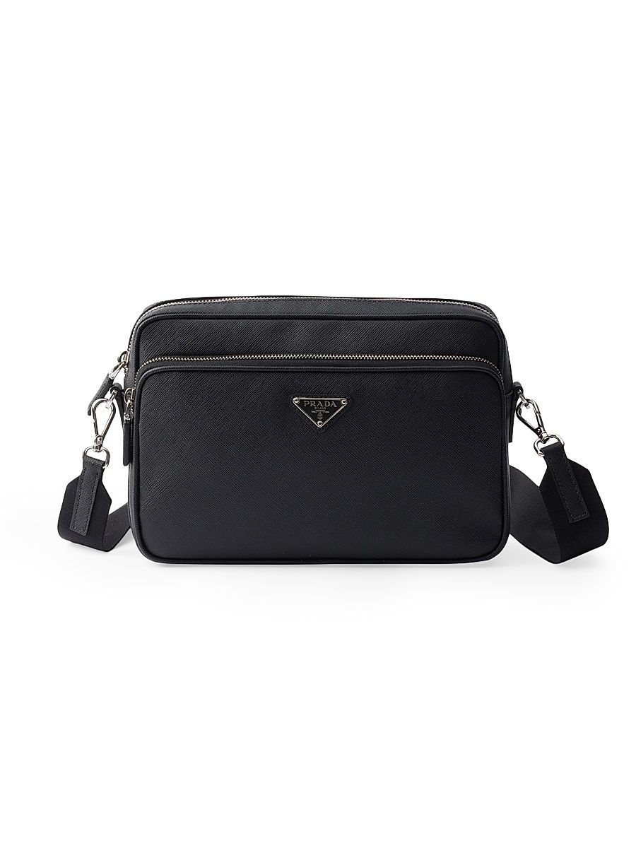 Men's Saffiano Leather Shoulder Bag - Black