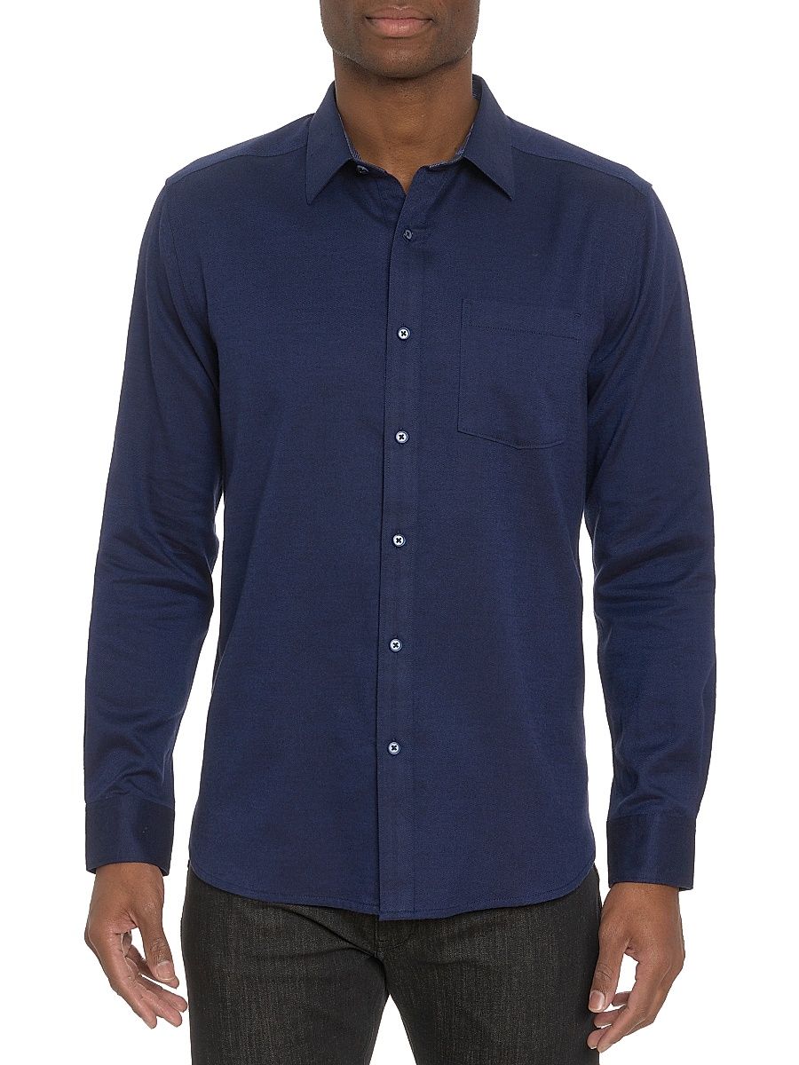 Men's Santa Croce Button-Front Shirt - Indigo - Size XL