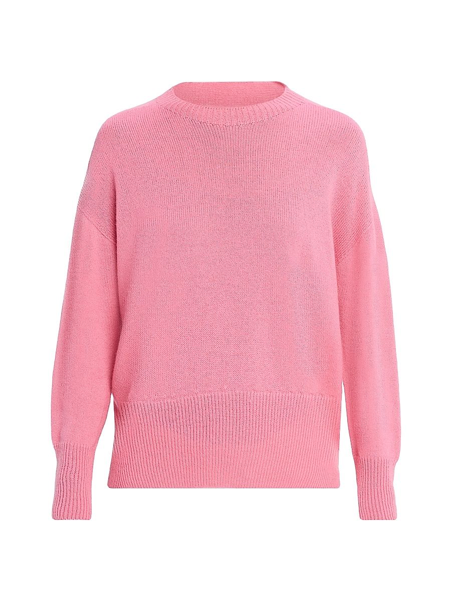 Women's Crewneck Chunky Rib-Trim Cashmere Sweater - Khaki - Size Medium