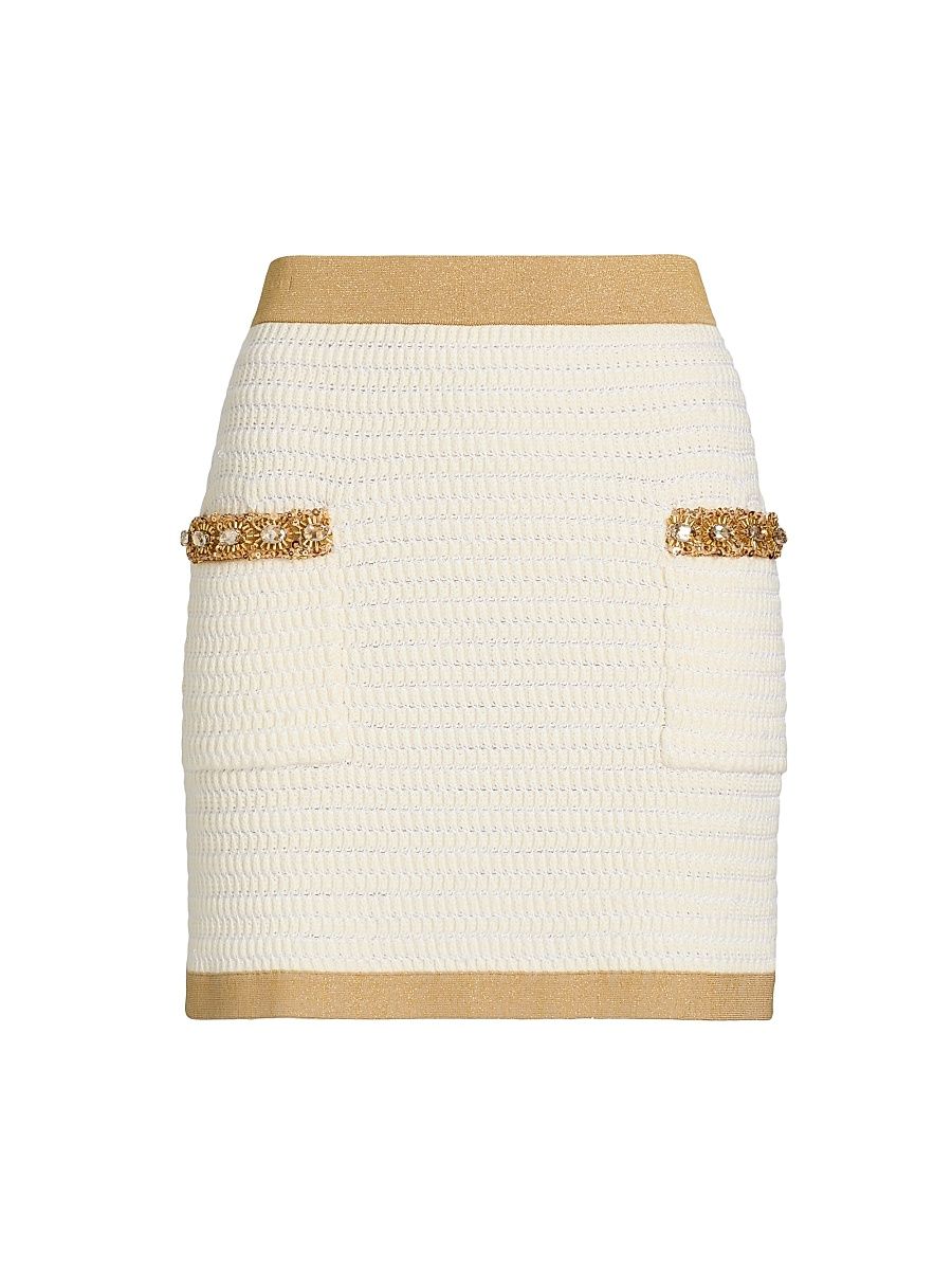 Women's Reggie Crystal-Embellished Miniskirt - Ecru Gold - Size XL