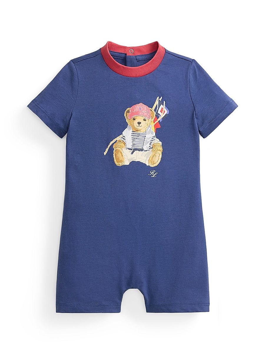 Baby Boy's Polo Bear Romper - Light Navy - Size 3 Months