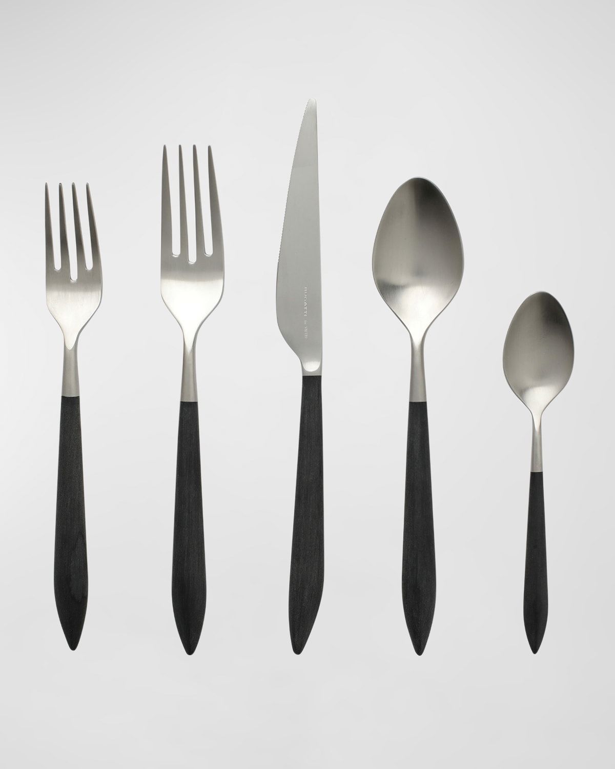 Ares Argento & Black 5-Piece Flatware Place Setting