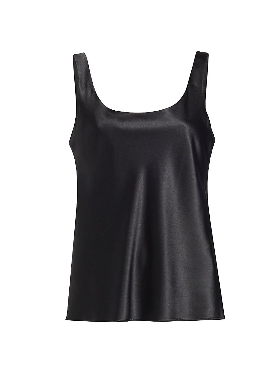 Women's Glamour Stretch Satin Tank - Black - Size Medium