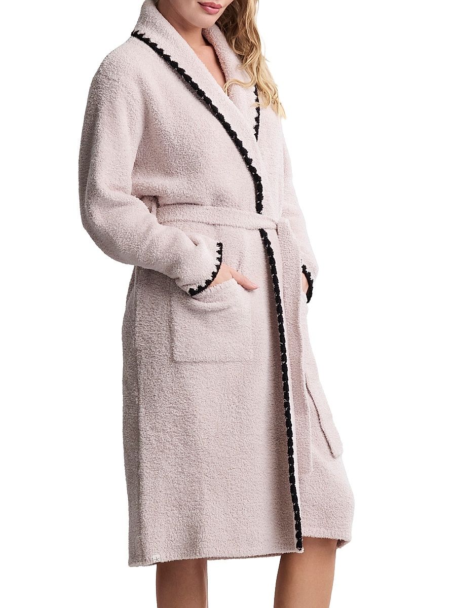 Women's Cozychic Blanket Stitch Robe - Stone - Size Large