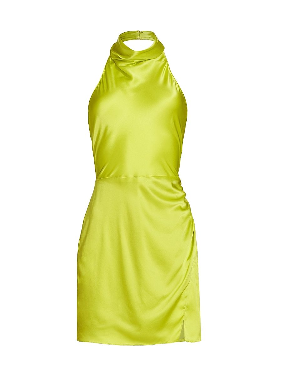 Women's Joanne Silk Halter Neck Minidress - Lime - Size XS