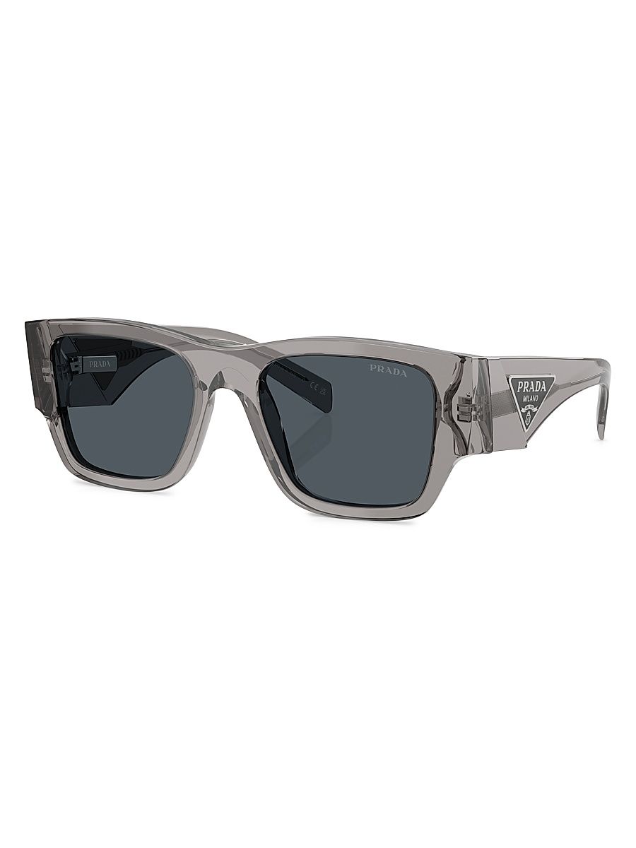Men's 54MM Rectangular Sunglasses - Transparent Grey