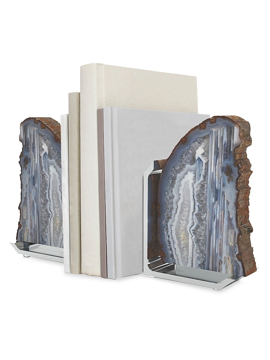 Fim Natural Agate Bookends - Crystal Quartz