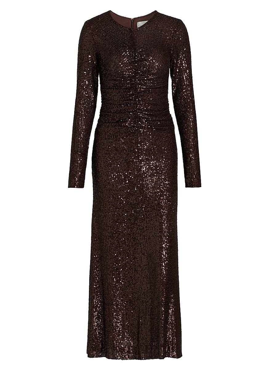 Women's Maisy Sequined Midi-Dress - Brown Sequin - Size Small