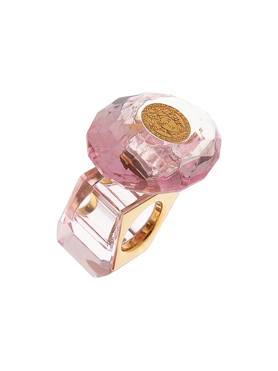 Women's Goldtone & Resin Medusa Head Ring - Versace Gold Bright Crystal - Size Small