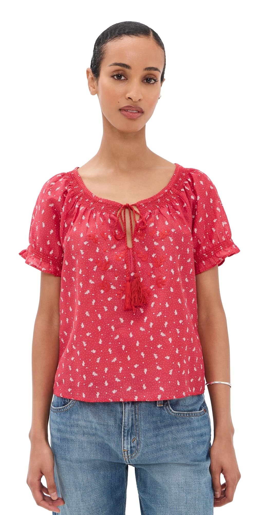 RE/DONE Katie Embroidered Top Bandana XS