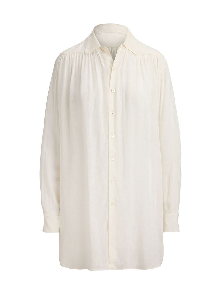 Women's Karmen Linen-Blend Voile Shirt - Cream - Size 6